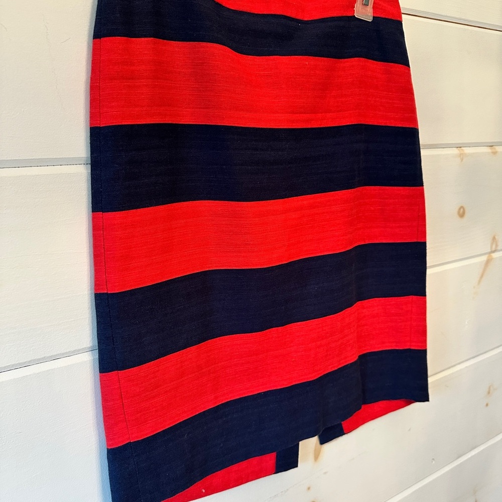 J. Crew Blue and Red Pencil Skirt Knee-Length Casual